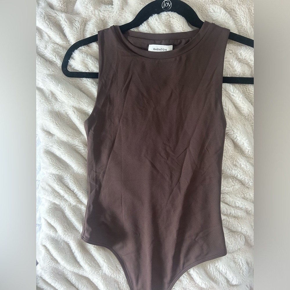 Babaton contour  90s’ high neck bodysuit rich mocha brown